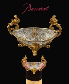 19th C. French Bronze & Baccarat Crystal Figural Centerpiece