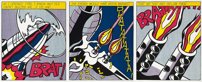 As I Opened Fire, Vintage Roy Lichtenstein Triple Exibition Poster Prints