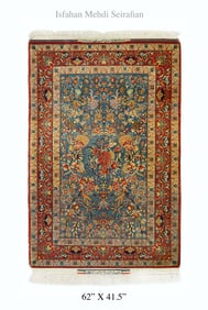 An Exquisite Iran Persian Isfahan Authentic Signed Mehdi Seirafian Rug