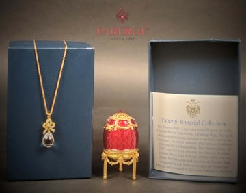 A Faberge Imperial Collection Jeweled Necklace Egg, Boxed