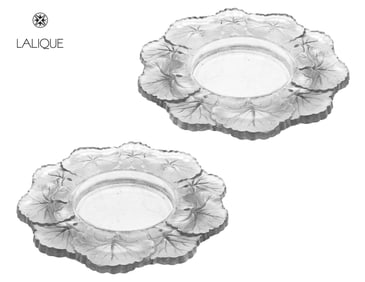 A Pair Of French Lalique Crystal Saucer/Dish, Signed