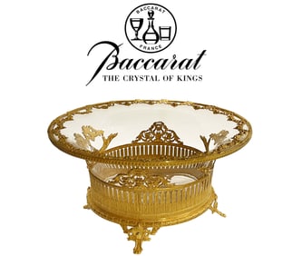 19th C. French Baccarat Crystal & Figural Ormolu Bronze Centerpiece