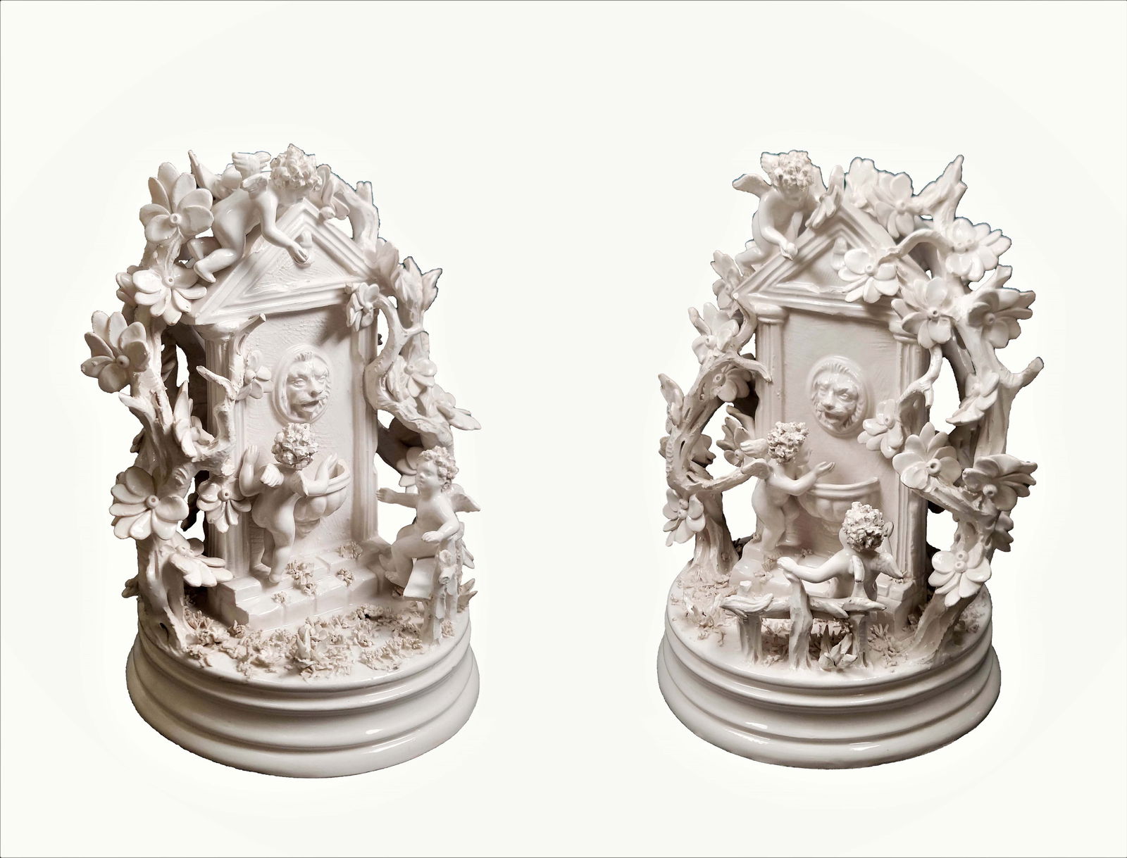A Pair Of French Biscuit Porcelain Figurine Group Statues (1 of 9)