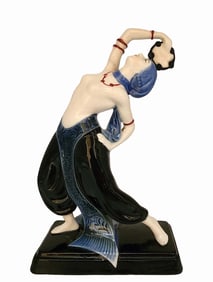 The Gypsy Dancer, A Rare Art Deco Early 20th C. Hand Painted Porcelain Figurine