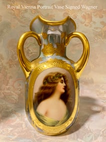 19th C. Royal Vienna Hand Painted Vase, Wagner Signed