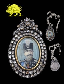 A LATE 19TH C. PERSIAN QAJAR DIAMOND INSET ORDER OF THE IMPERIAL EFFIGY