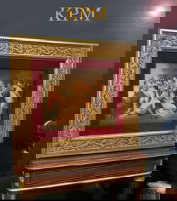 A Large 19th C. German KPM Hand Painted Porcelain Plaque, Hallmarked, Framed