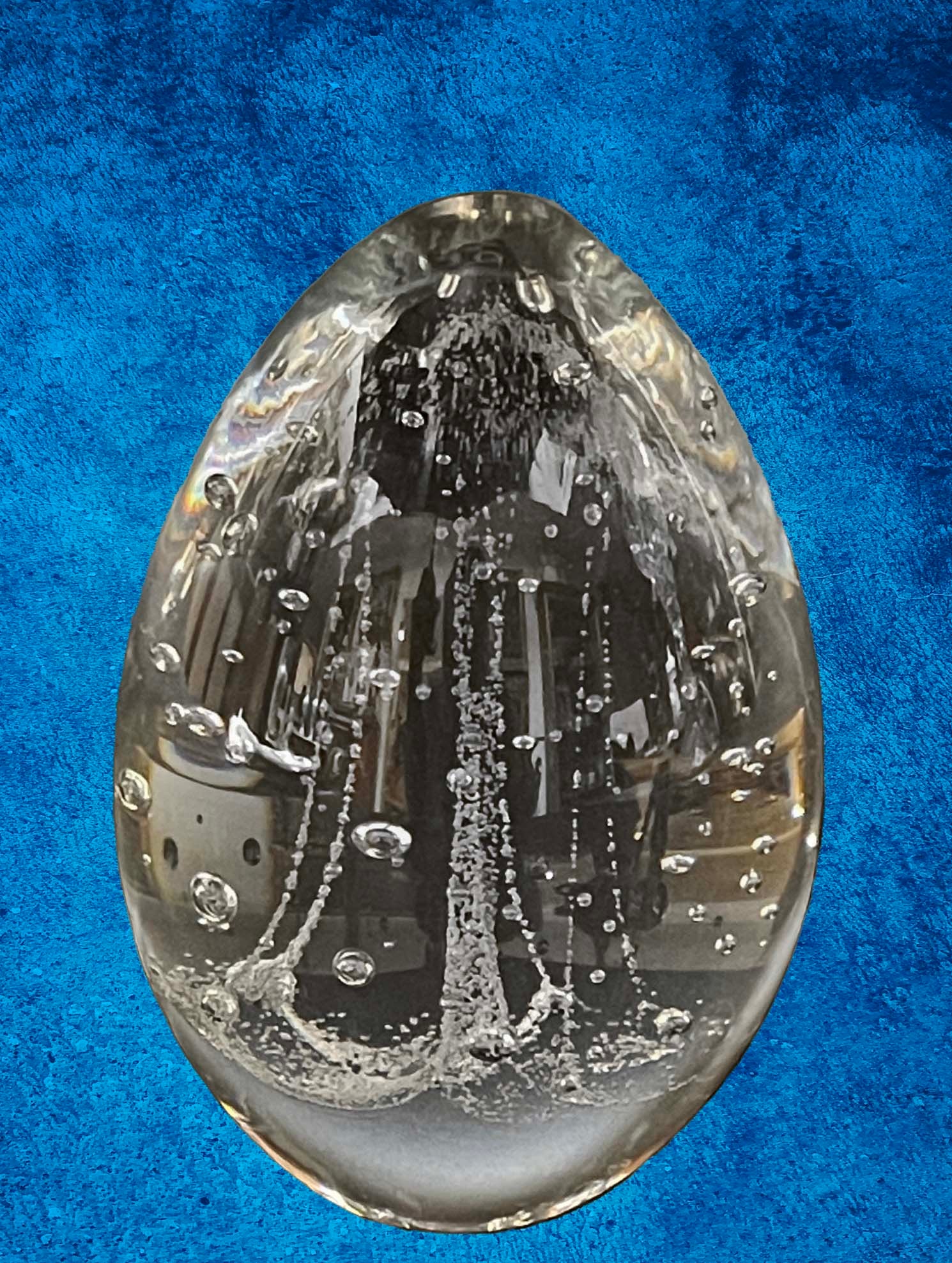 THE QUERY, A Sweden Studio AHUS Crystal Egg Paperweight: THE QUERY, A Sweden Studio AHUS Crystal Egg Paperweight. 4.5" H x 2.5" x 2.5"