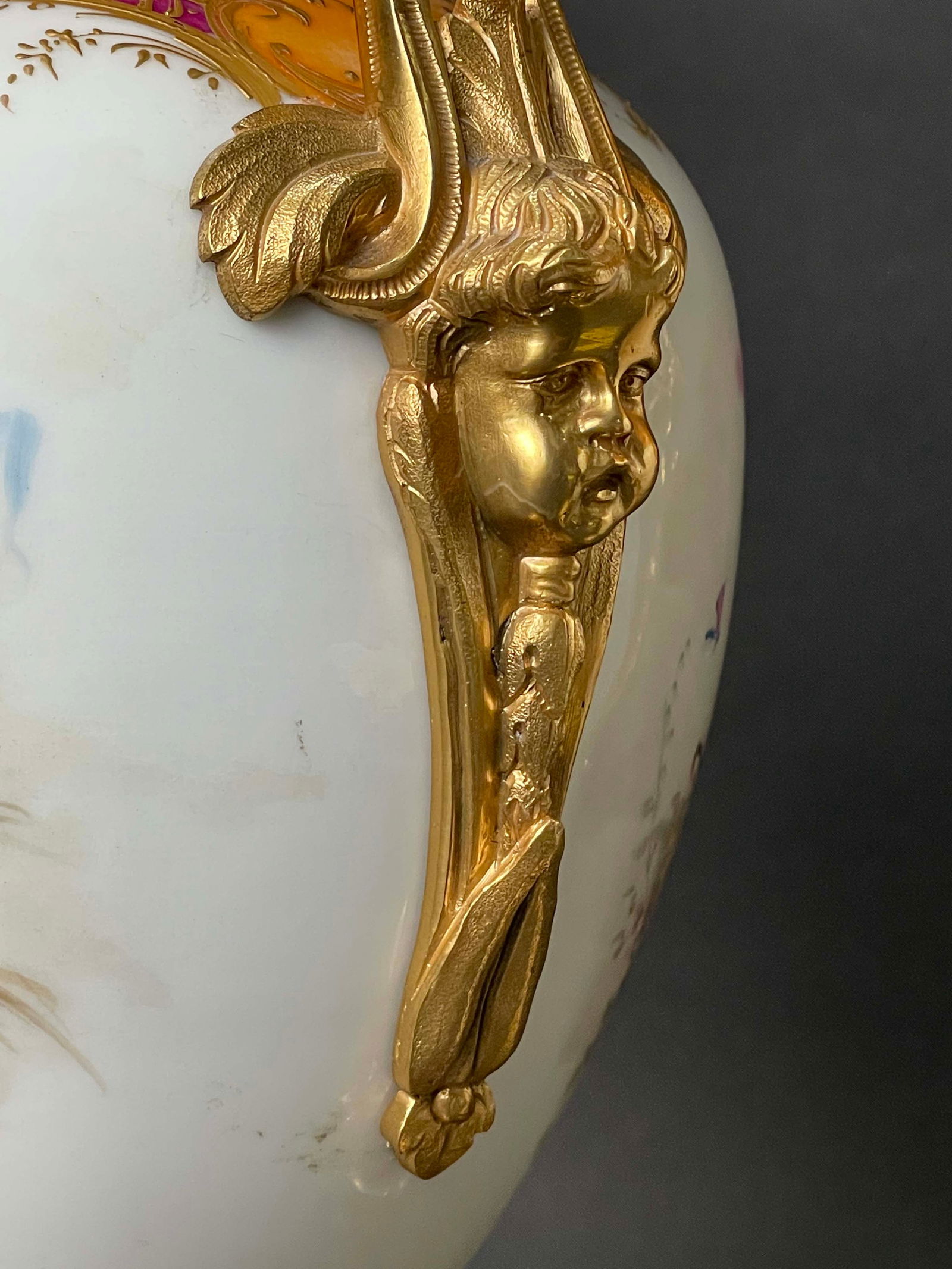 A Pair Of 19th C. Sevres Hand Painted Porcelain Bronze Vases, Signed - 6