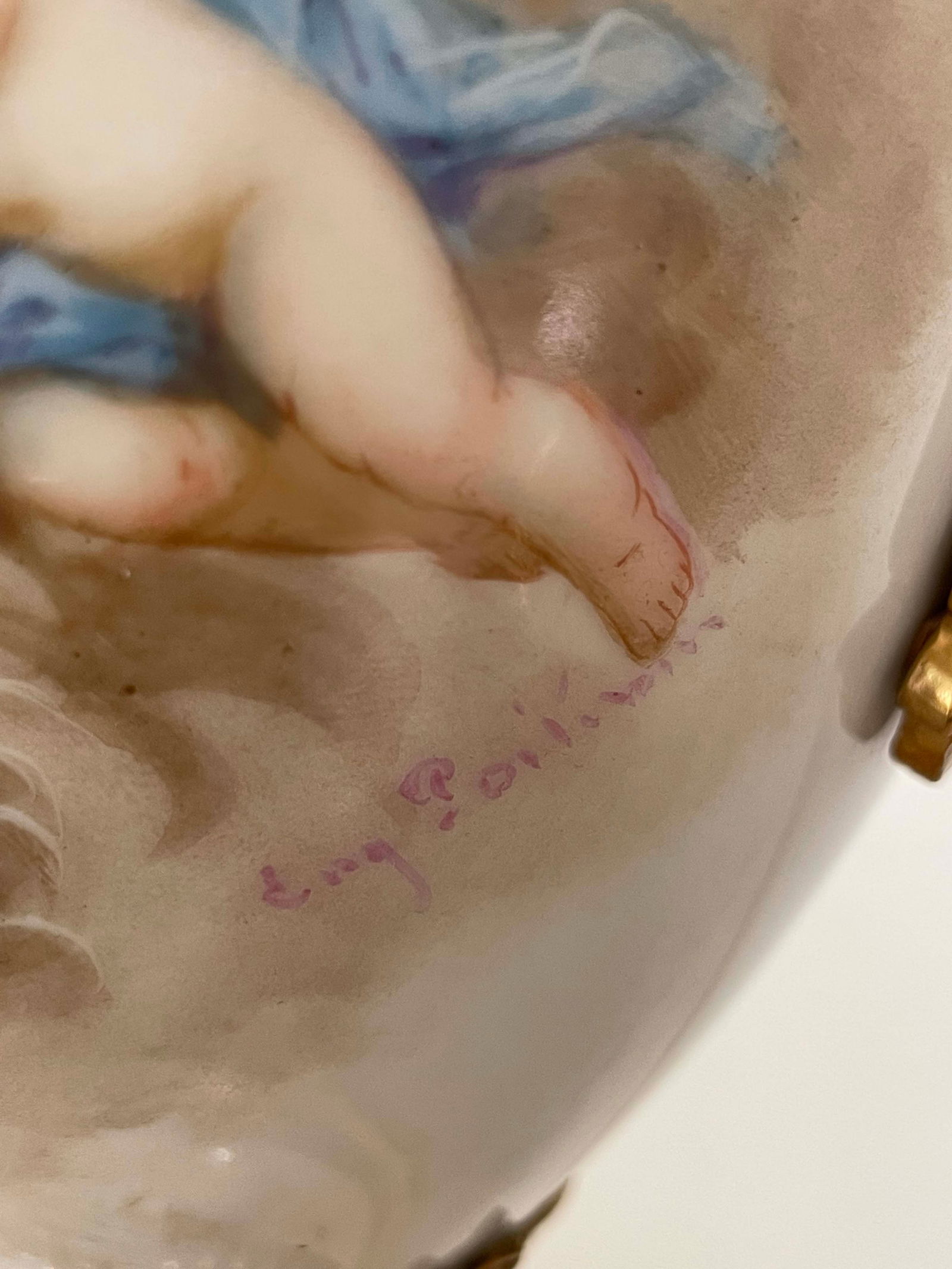 A Pair Of 19th C. Sevres Hand Painted Porcelain Bronze Vases, Signed - 7