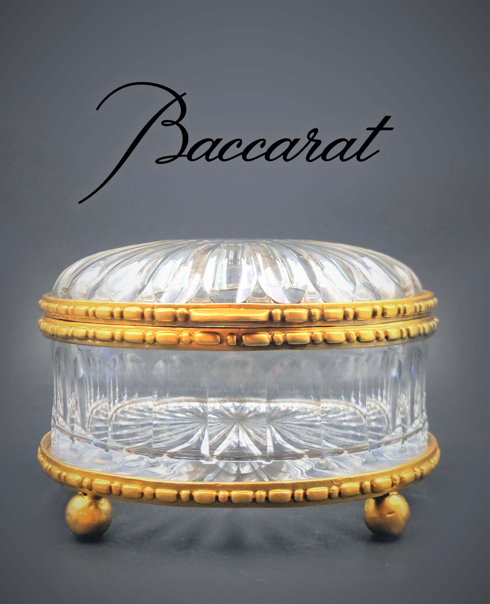 19th C. French Baccarat Crystal Bronze Casket Box (1 of 4)