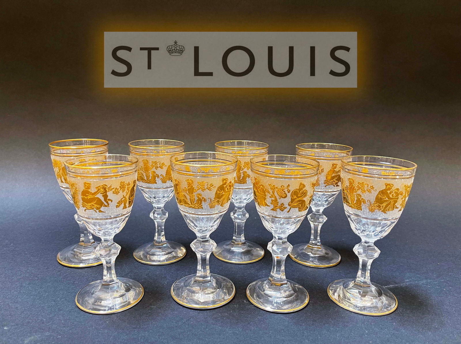 A Set Of Eight 19th C. French Saint Louis Wine Glasses (1 of 6)