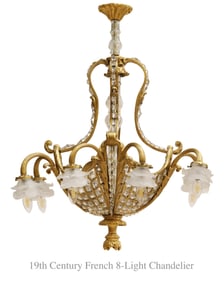 19th C. French Bronze 8-lights Chandelier