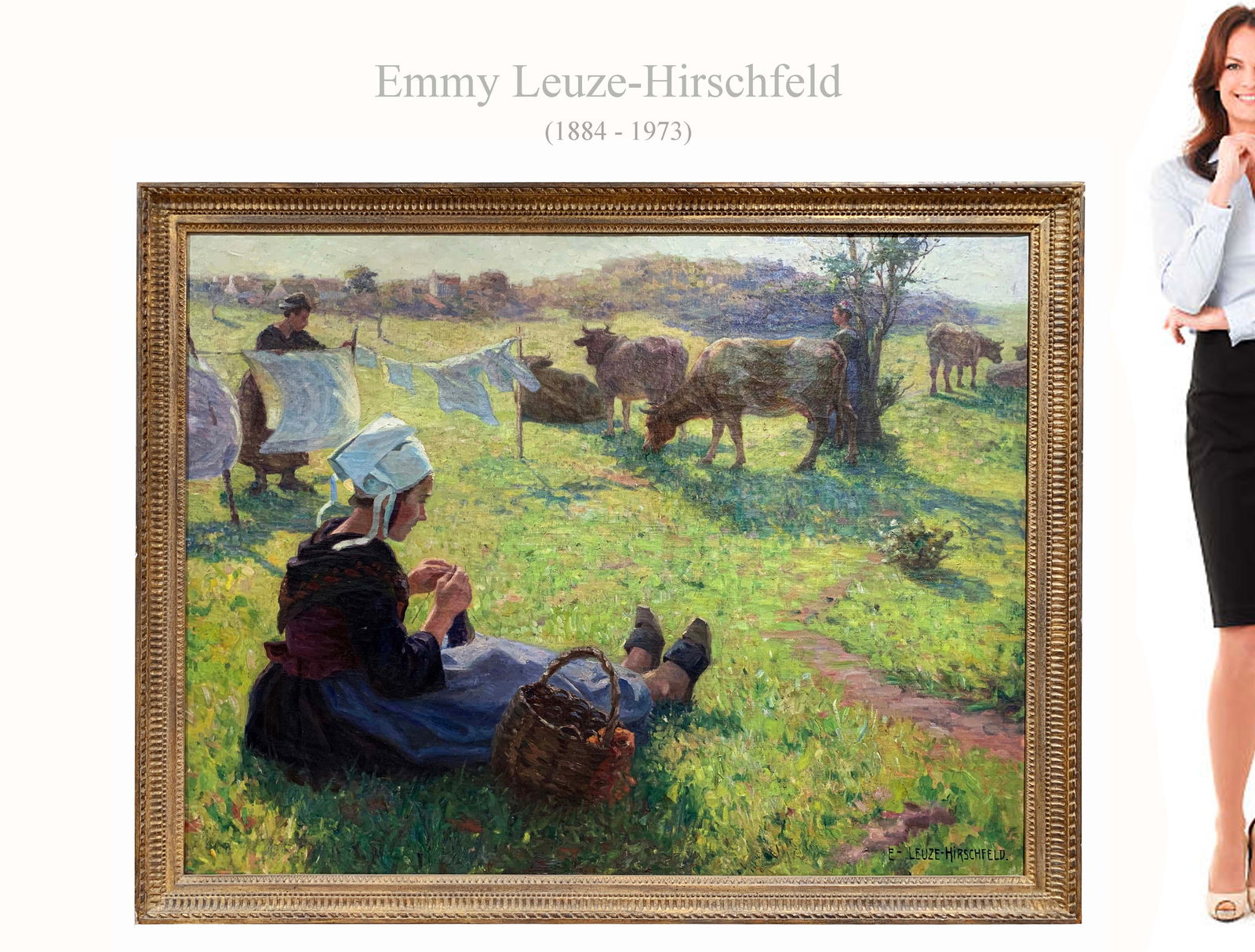 A Large Oil On Canvas Painting, Emmy Leuze-Hirschfeld Signed: A Large Oil On Canvas Painting Signed By Emmy Leuze-Hirschfeld (Austrian, 1884-1973). 51.5" x 64"