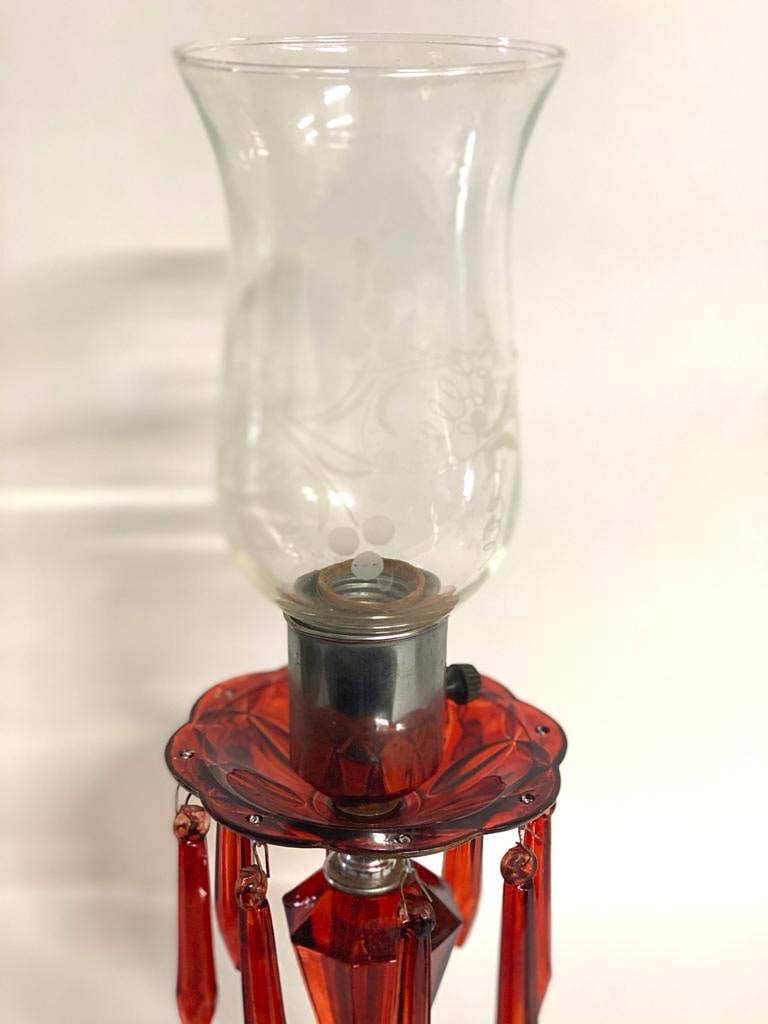 A Pair Of Glass & Crystal Boudoir Table Lamps - 3