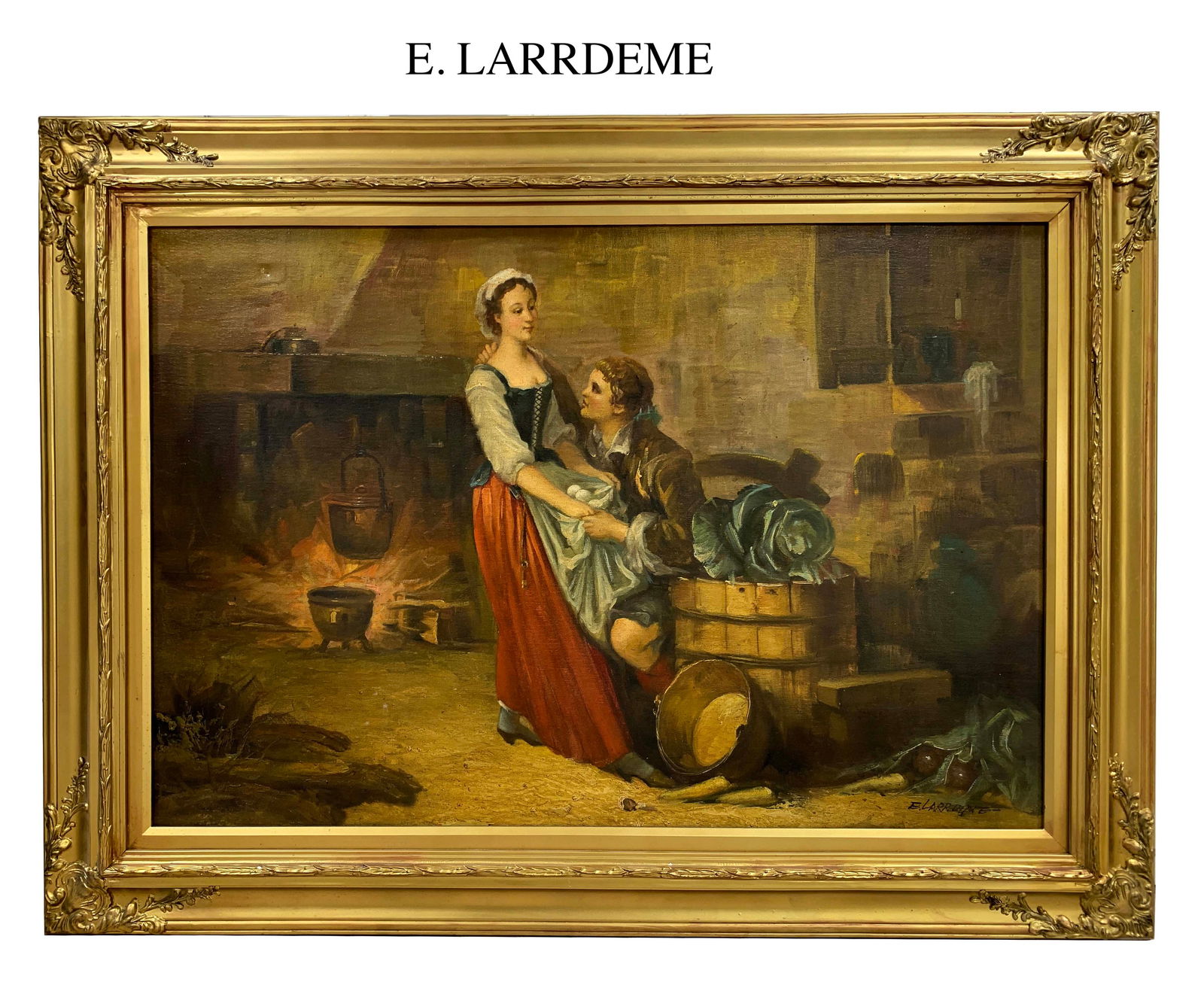 The Lovers, An Oil On Canvas Painting By E. Larrdeme (1 of 4)