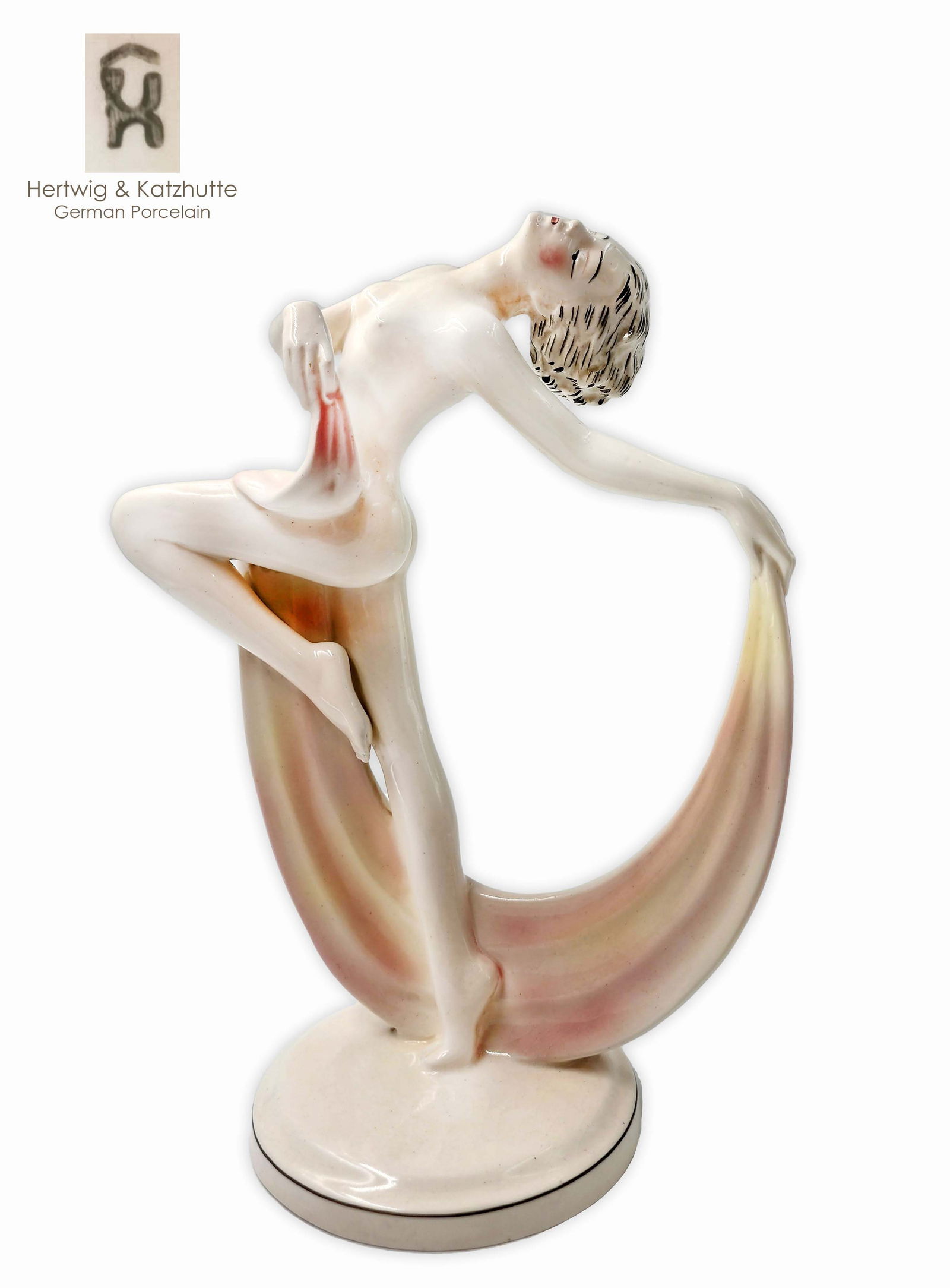 The Scarf Dancer, A Vintage German Hertwig & Katzhutte Porcelain Figurine, Hallmarked (1 of 6)