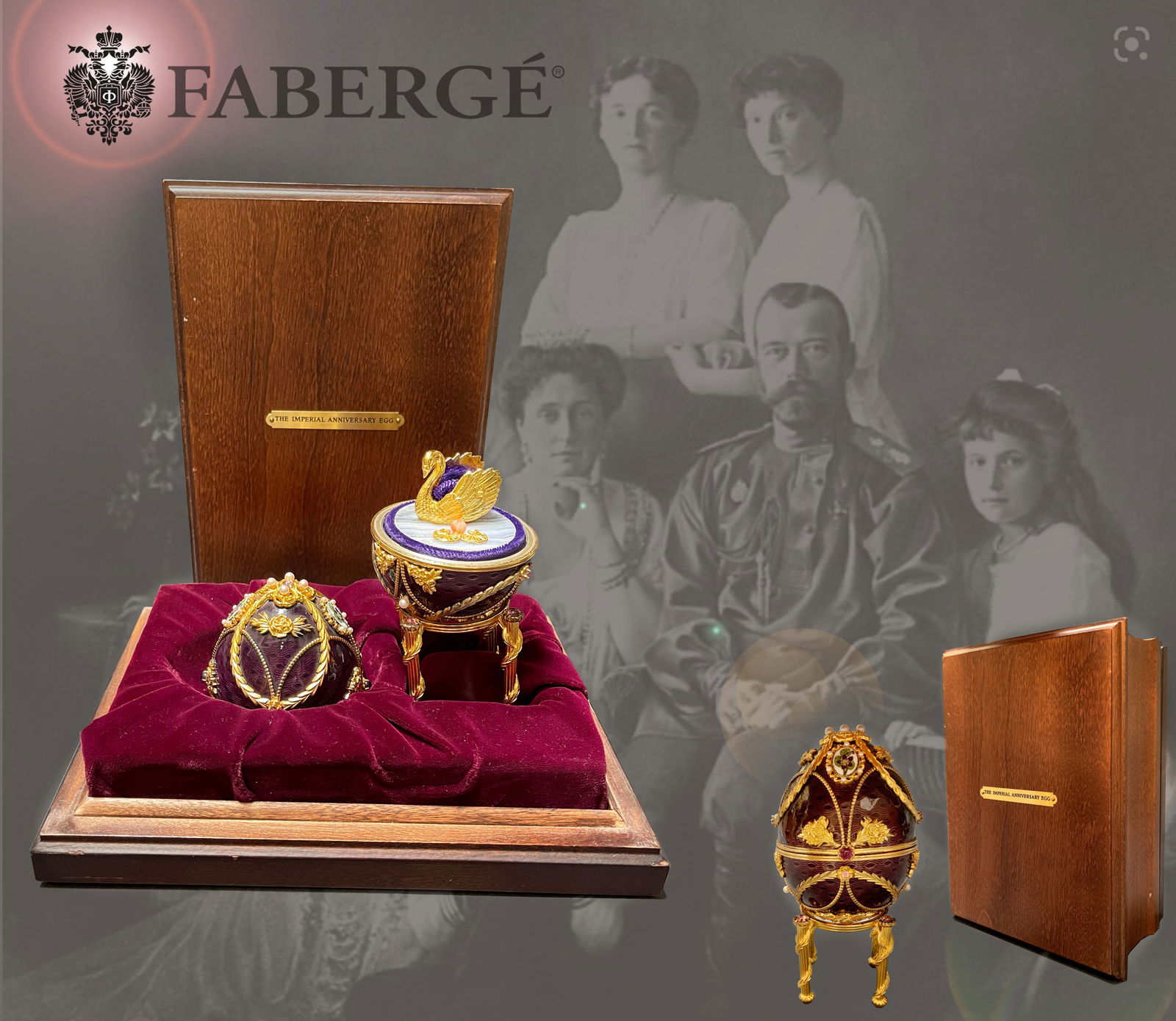 A Faberge Anniversary Imperial Sterling Silver Enamel Jeweled Egg, Numbered & Boxed (1 of 14)