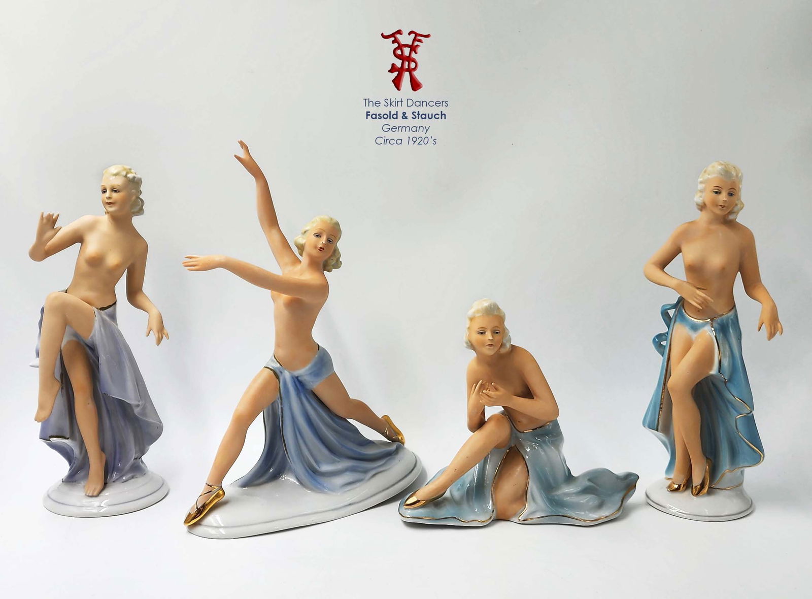 The Skirt Dancers, A Set Of Four German Fasold & Stauch Porcelain Figurines (1 of 20)