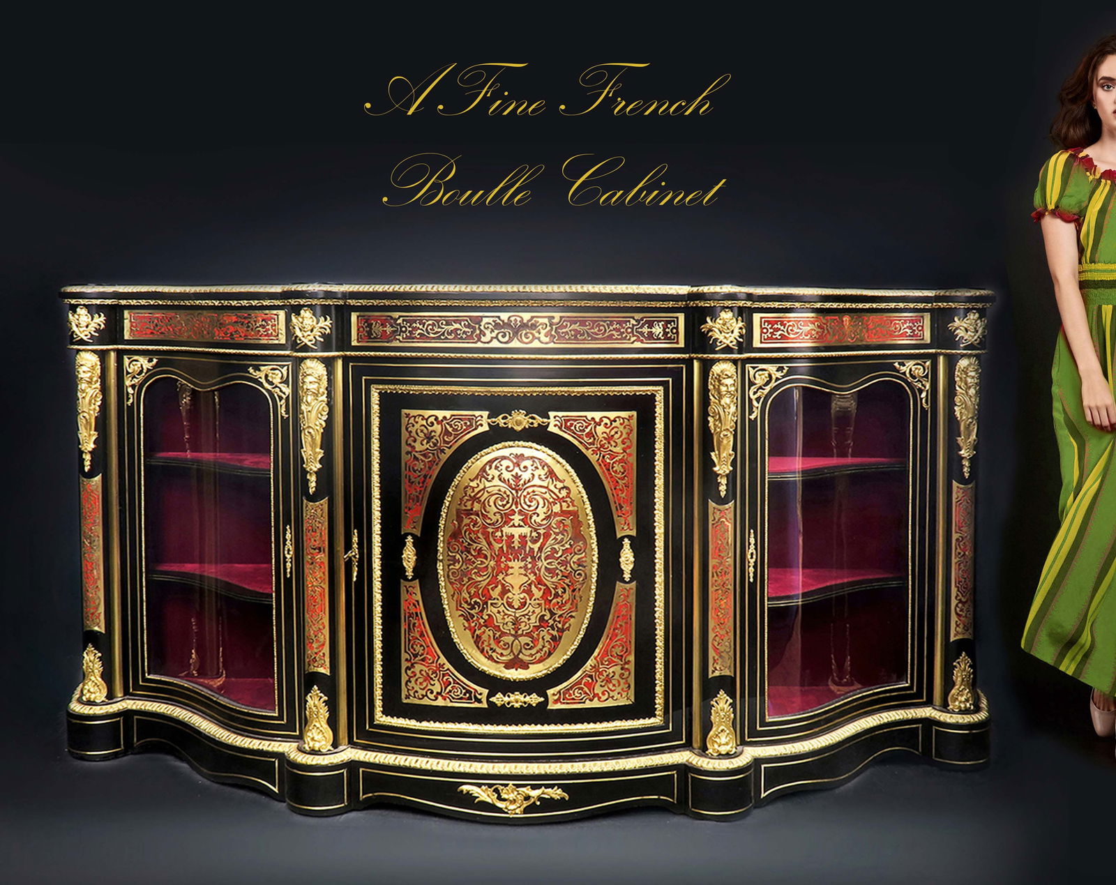 A Large French Boulle Bronze Cabinet (1 of 7)