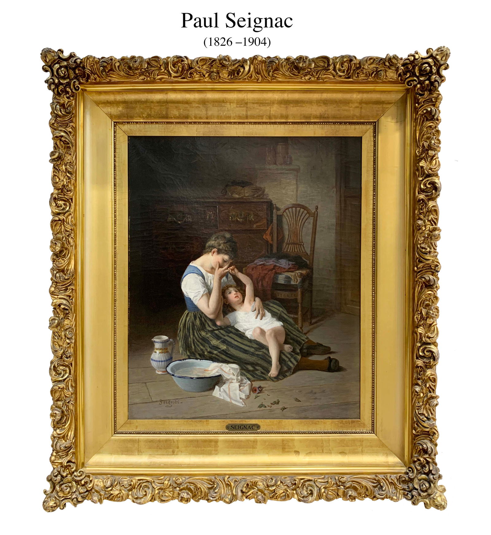 19th C. French Paul Seignac (1826-1904) Oil On Canvas Painting, Signed: 19th C. French Paul Seignac (1826-1904) Oil On Canvas Painting, Signed. 39" x 34". About Artist: Paul Seignac was French painter of portraits and genre subjects who was born at Bordeaux on 12th