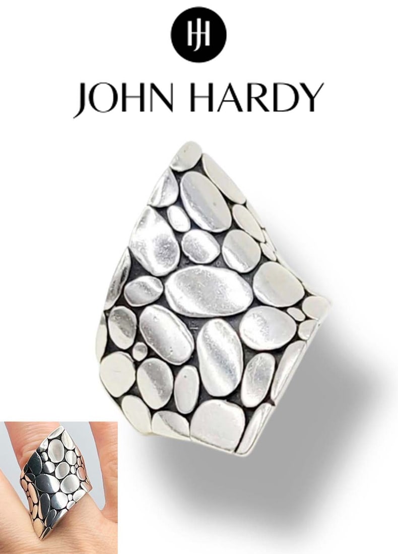 A John Hardy Kali Contour Pebble Silver Ring: A John Hardy Kali Contour Pebble Silver Ring. Size: 9