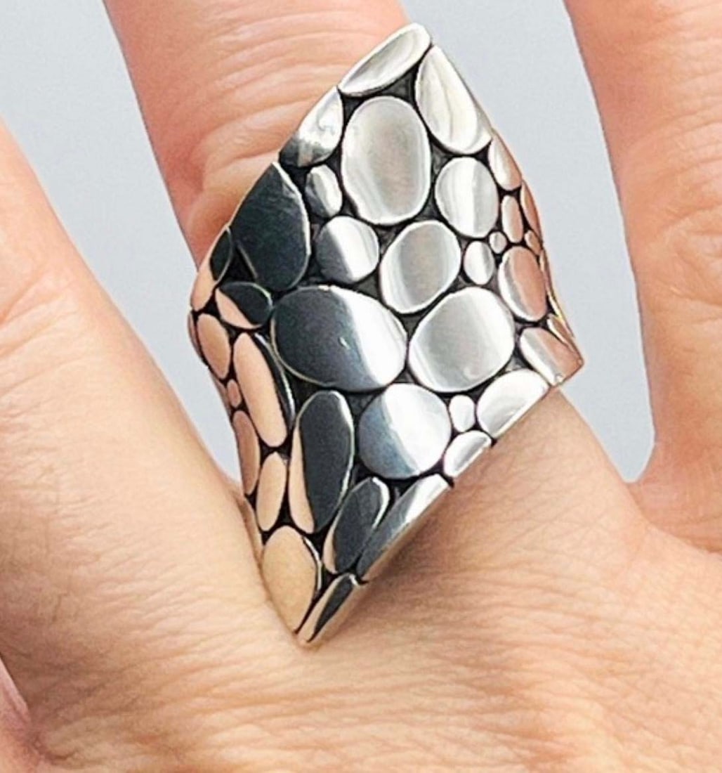 A John Hardy Kali Contour Pebble Silver Ring - 2