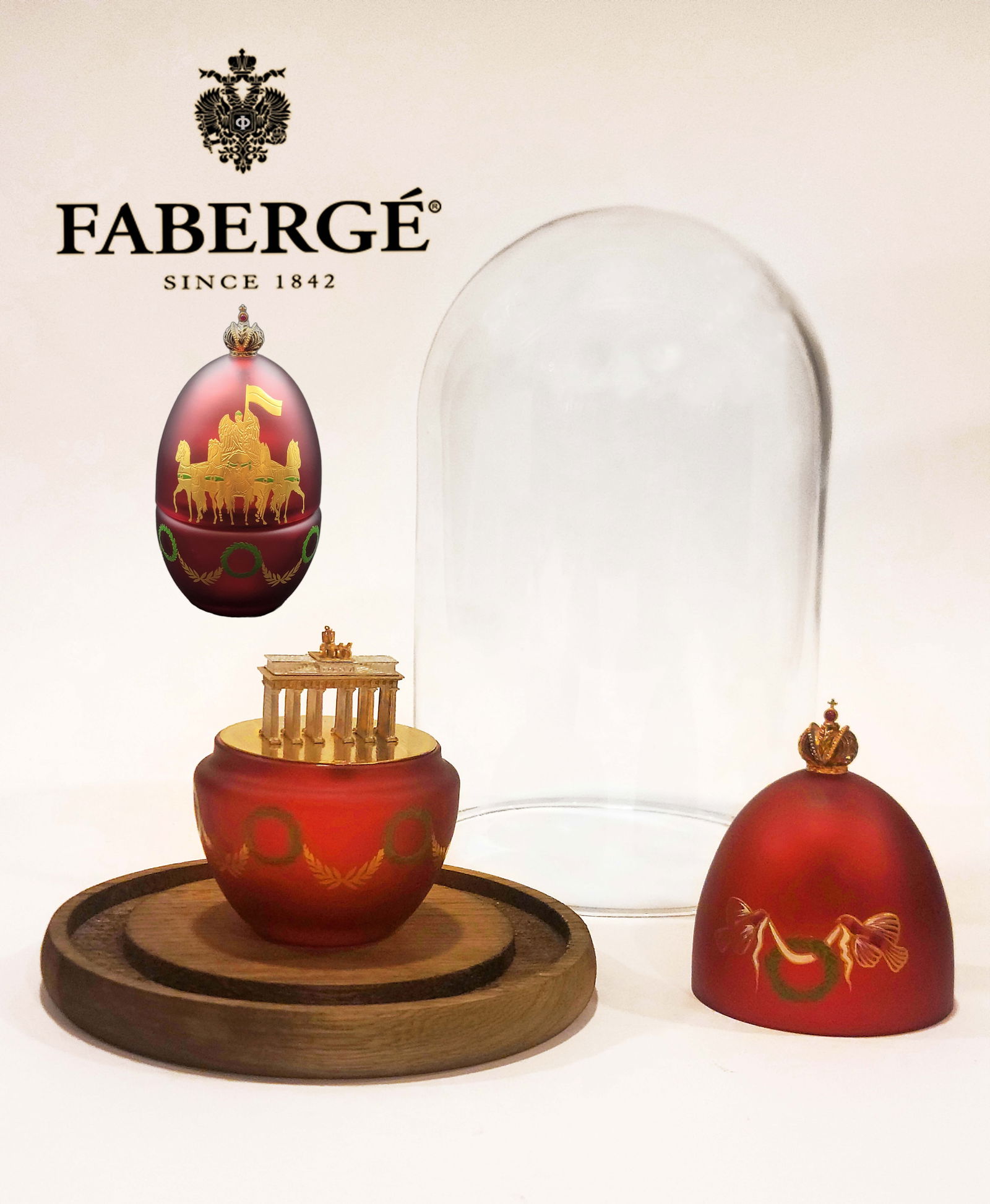 Gateway To Freedom, A Theo Faberge Crystal 24K Gold & Sterling Silver Egg, Closed Edition: Gateway To Freedom, A Theo Faberge Crystal 24K Gold & Sterling Silver Egg, Closed Edition (Edition of: 250 Worldwide). Made In England. Egg: H 5.5" x W 3.5"; Dome: H 10.5" x W 6.5". About: The Freedom