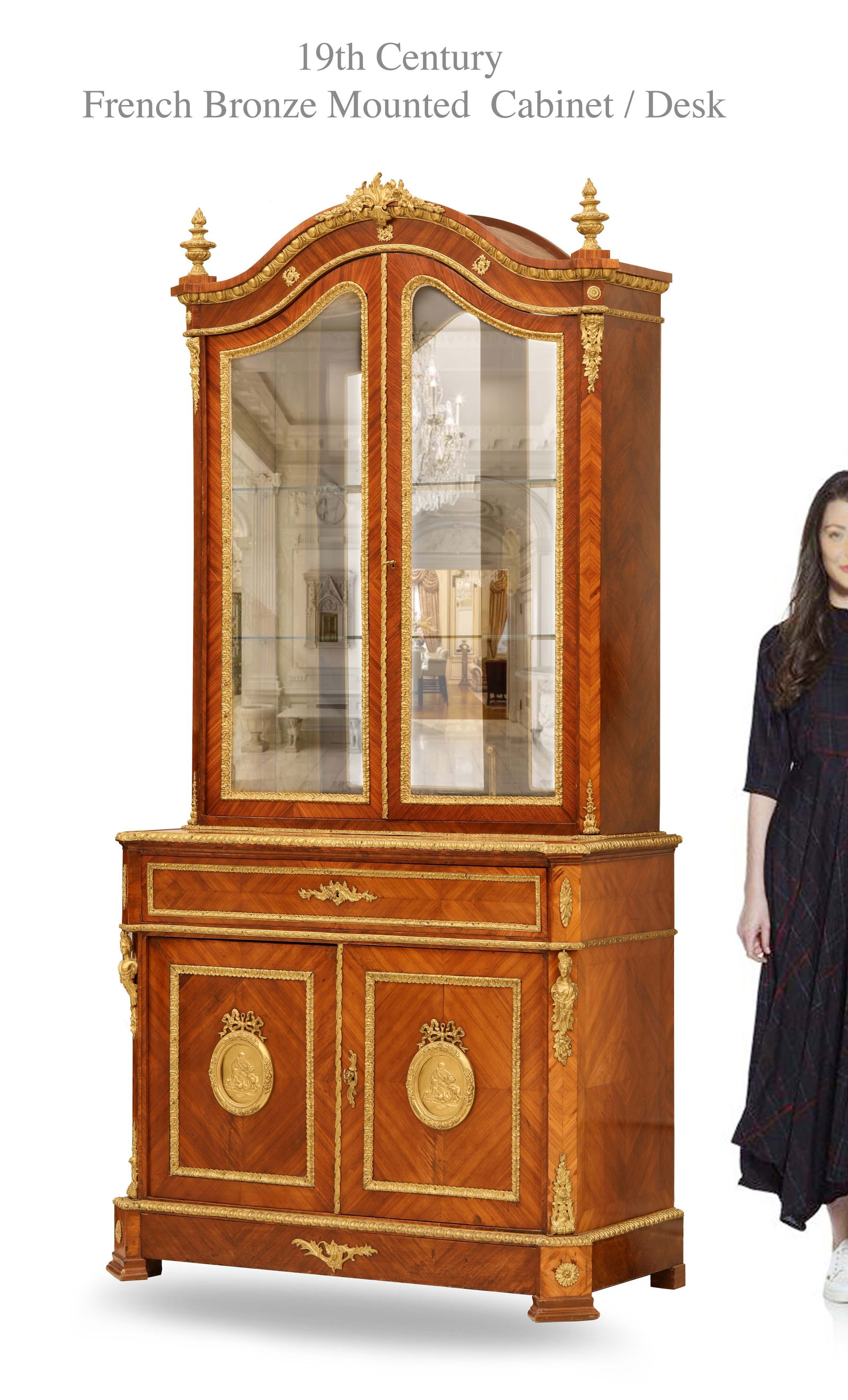 19th Century French Bronze Mounted Desk Cabinet (1 of 1)