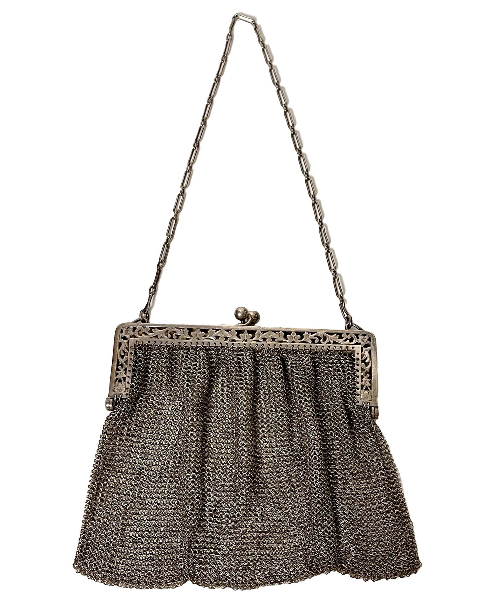 A Hand Made Sterling Silver Mesh Evening Bag Purse (1 of 6)