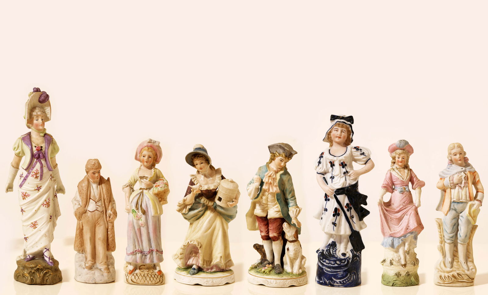 Set Of Eight German Hand Painted Porcelain Biscuit Figurines (1 of 9)