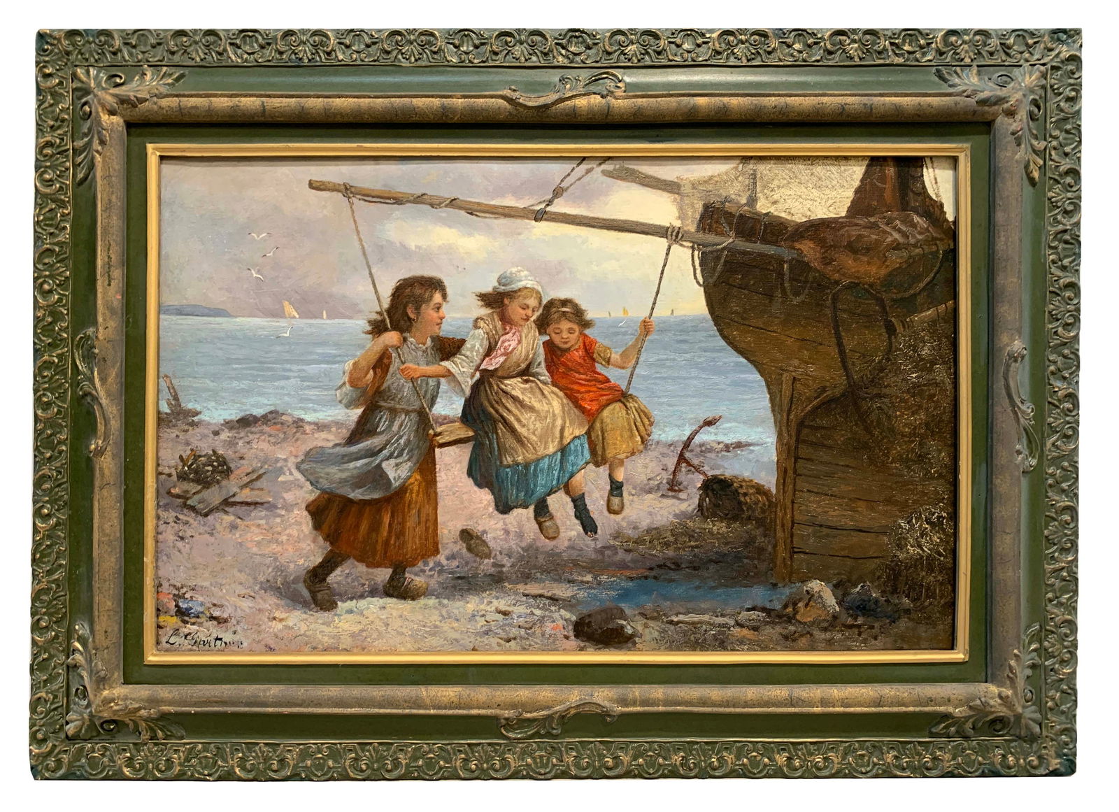 A Late 19th C. Oil On Canvas Painting, Signed: A Late 19th C. Oil On Canvas Painting, Signed By Artist. 41" x 29"