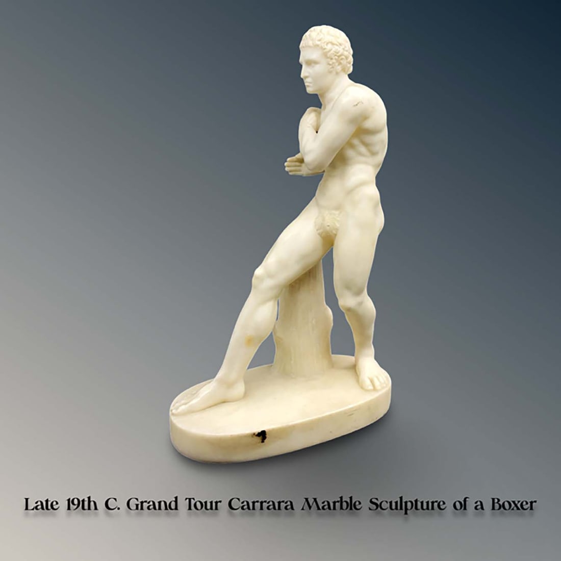 A Late 19th C. Grand Tour Carrara Marble Sculpture of A Boxer: A Late 19th C. Grand Tour Carrara Marble Sculpture of A Boxer. Measurements: H 16" x L 9.5" x W 5.4"