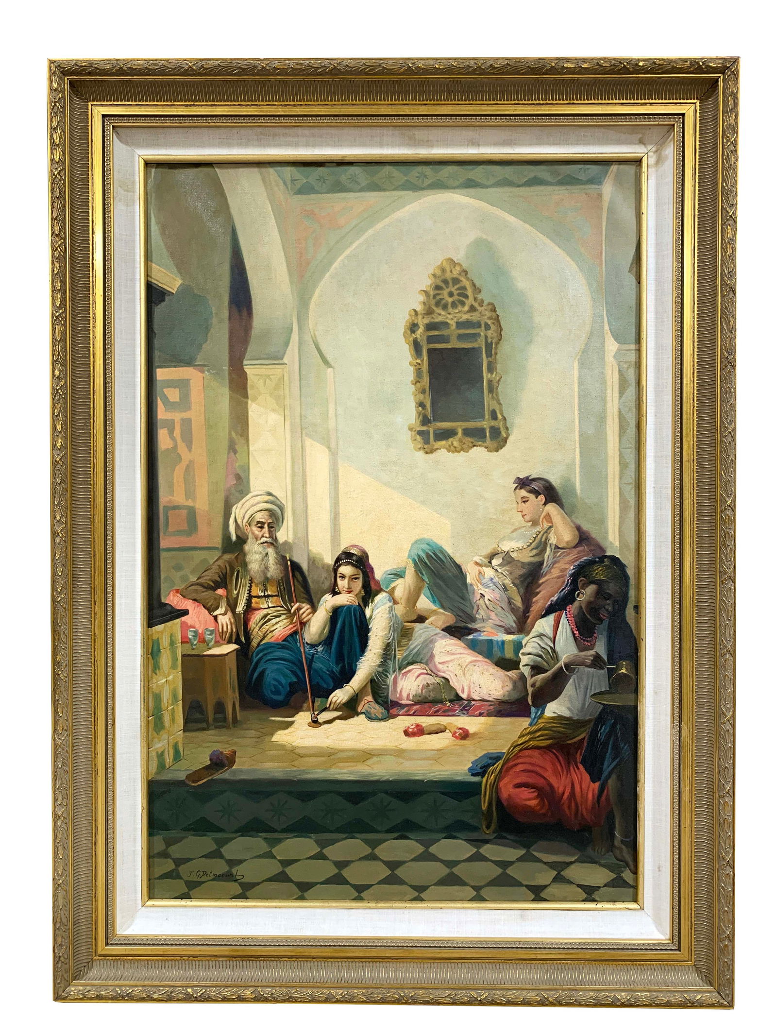 An Orientalist Oil on Canvas Post Joseph Caraud Painting: An Orientalist Oil on Canvas Post Joseph Caraud Painting. 44" x 31"