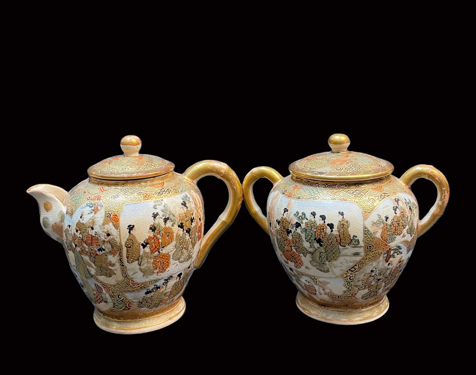 19th C. Japanese Satsuma Porcelain Tea Set, Hallmarked (1 of 13)