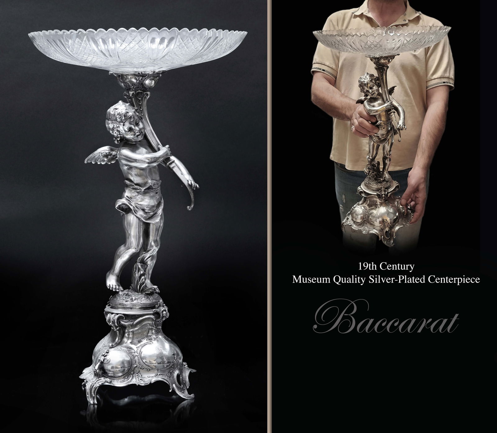 A Large Museum Quality 19th C. French Figural Silver-Plated Centerpiece: A Large Museum Quality 19th C. French Figural Silver-Plated Centerpiece. H 22.5"