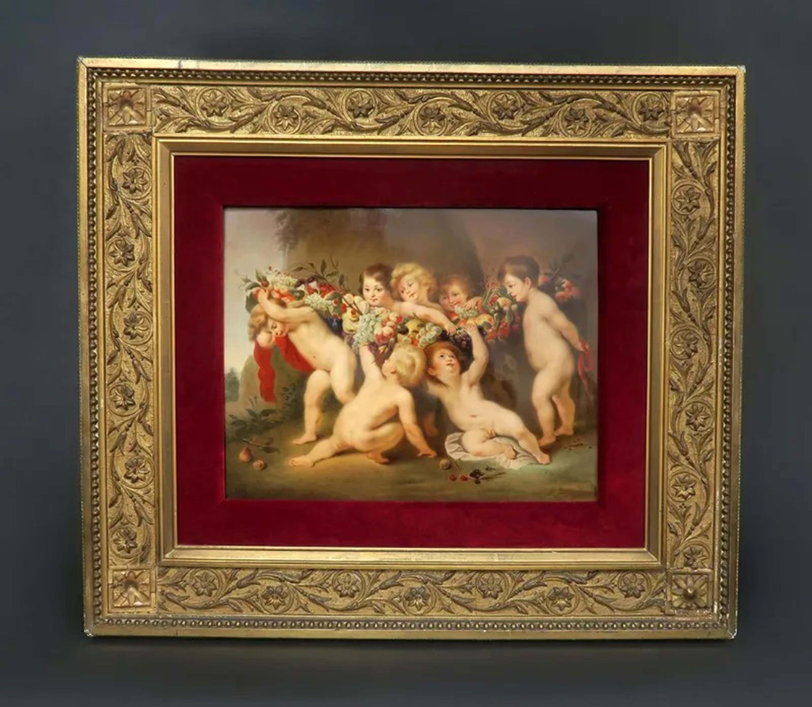 A Large 19th C. German KPM Hand Painted Porcelain Plaque, Hallmarked, Framed - 2