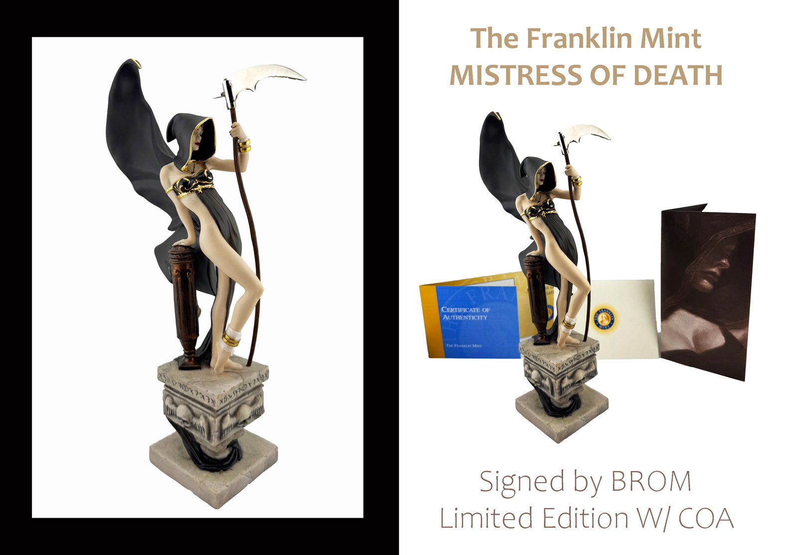 A Very Rare The Franklin Mint's Mistress Of Death Ltd Edition Sculpture, Brom Signed, COA (1 of 19)