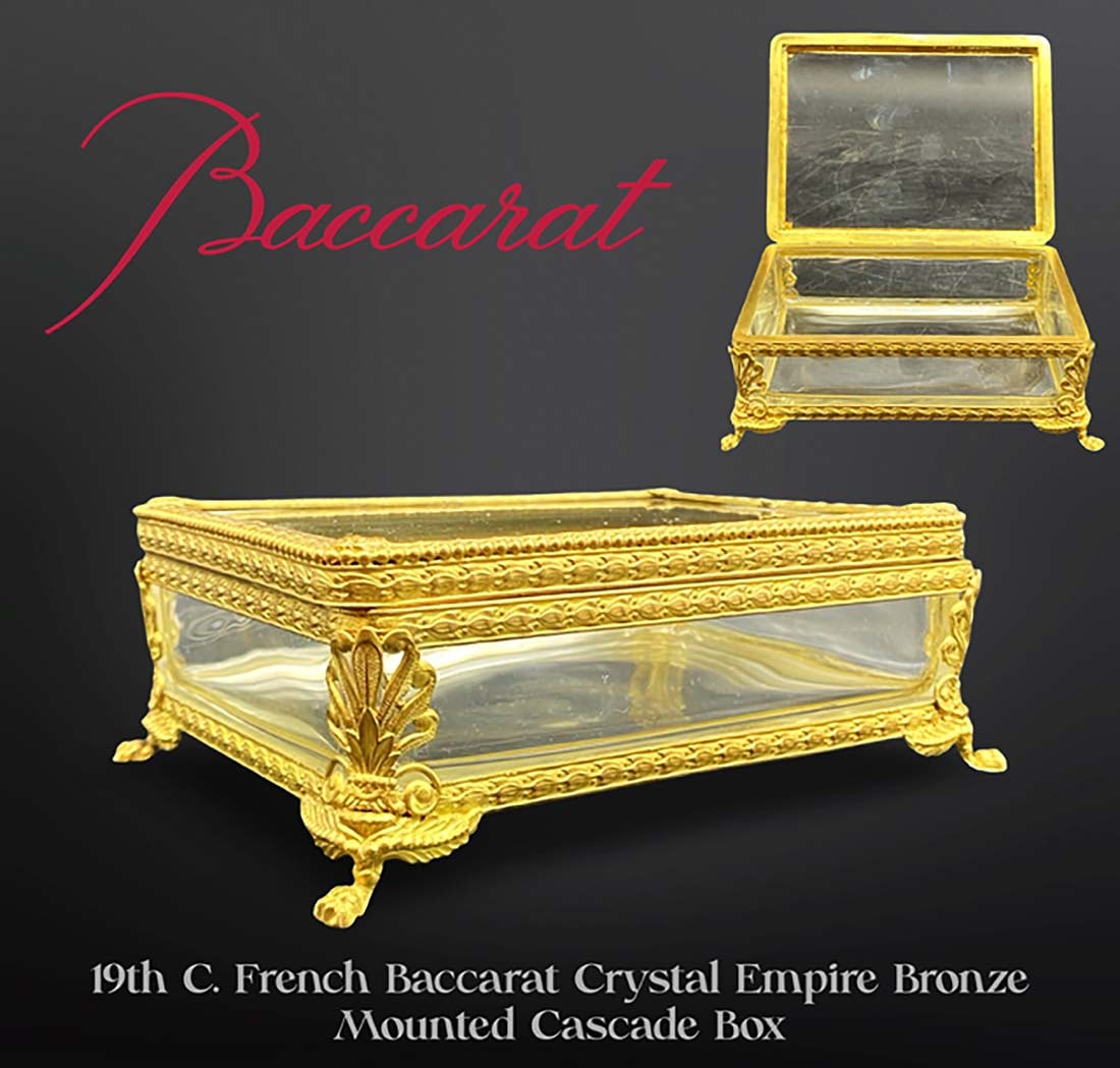 19th C. French Baccarat Empire Style Crystal Bronze Cascade Box (1 of 6)