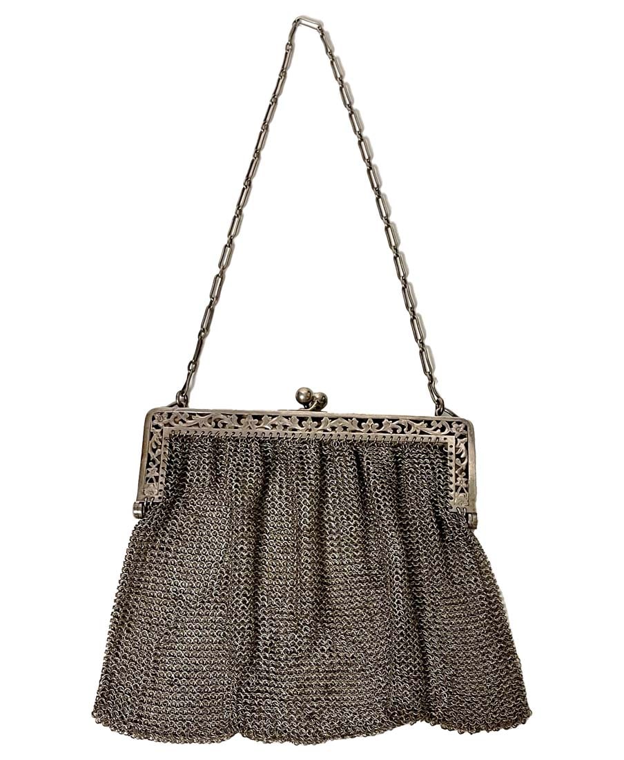 A Hand Made Sterling Silver Mesh Evening Bag Purse (1 of 6)