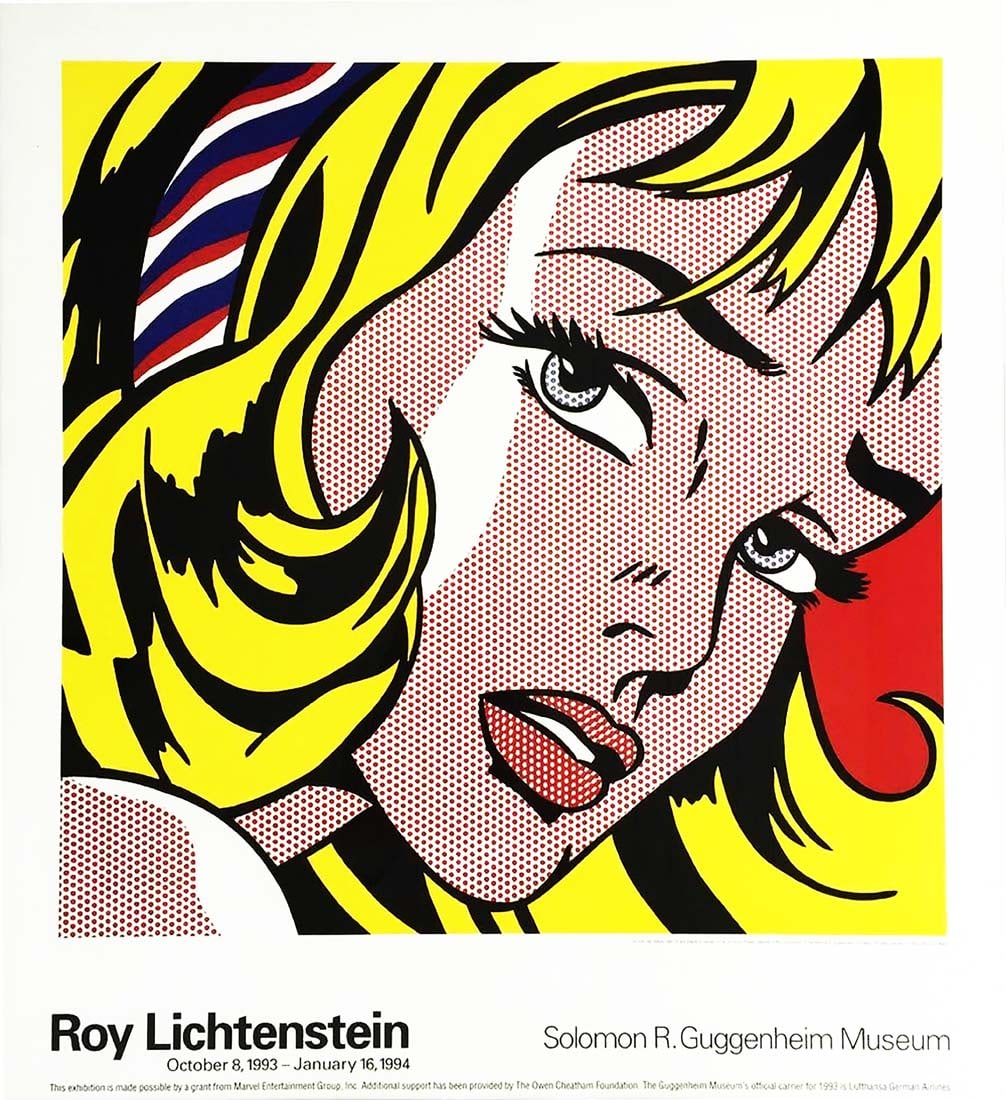 Girl With Hair Ribbon, A Vintage Roy Lichtenstein Exibition Poster Print (1 of 4)