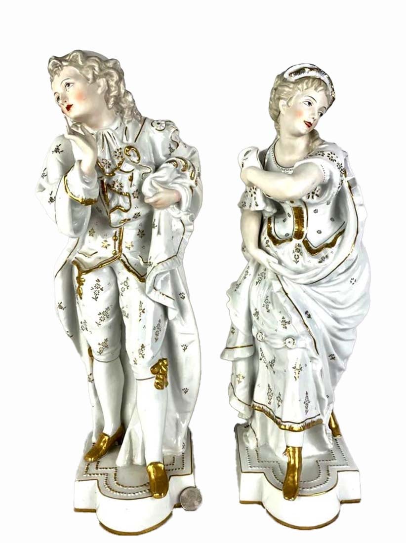 A Pair of Vintage Japanese Hand Painted Porcelain Sculptures, Hallmarked: A Pair of Vintage Japanese Hand Painted Porcelain Sculptures, Hallmarked. H 19"