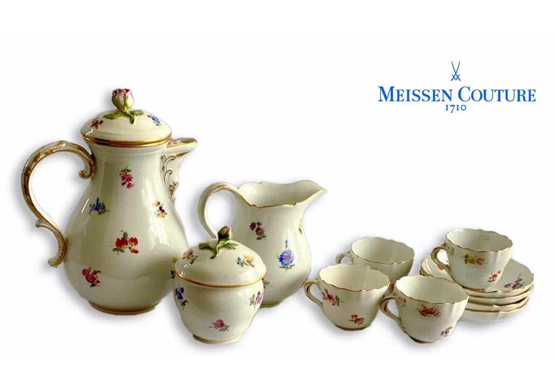 A German Meissen Floral Gilt Porcelain Coffee/tea Four Persons Set (1 of 14)