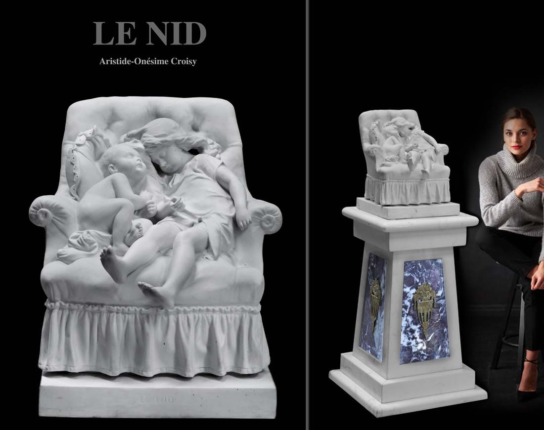 Le Nid, 19th Century Biscuit Group Statue By Aristide-Onesime Croisy (1 of 1)