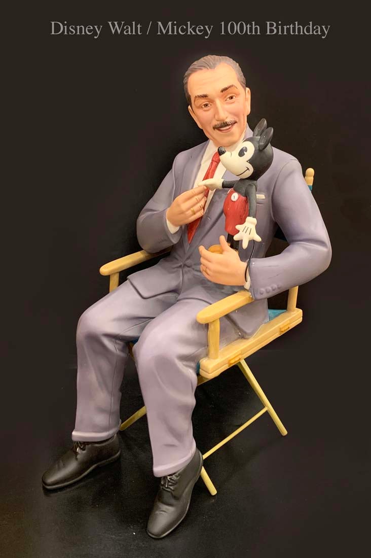 Walt Disney & Mickey Mouse, A Celebrating Walt Disney's 100th Birthday Ceramic Figurine: Walt Disney & Mickey Mouse, From Classics Walt Disney Collection, Celebrating Walt Disney's 100th Birthday Hand Painted Ceramic Figurine Group, Signed & hallmarked. Circa: 2001 Walt Disney Collectors 