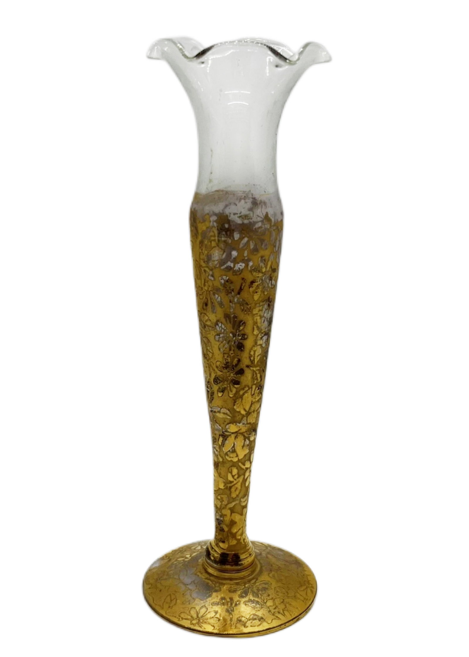 A Gilt Floral Glass Bud Vase (1 of 3)