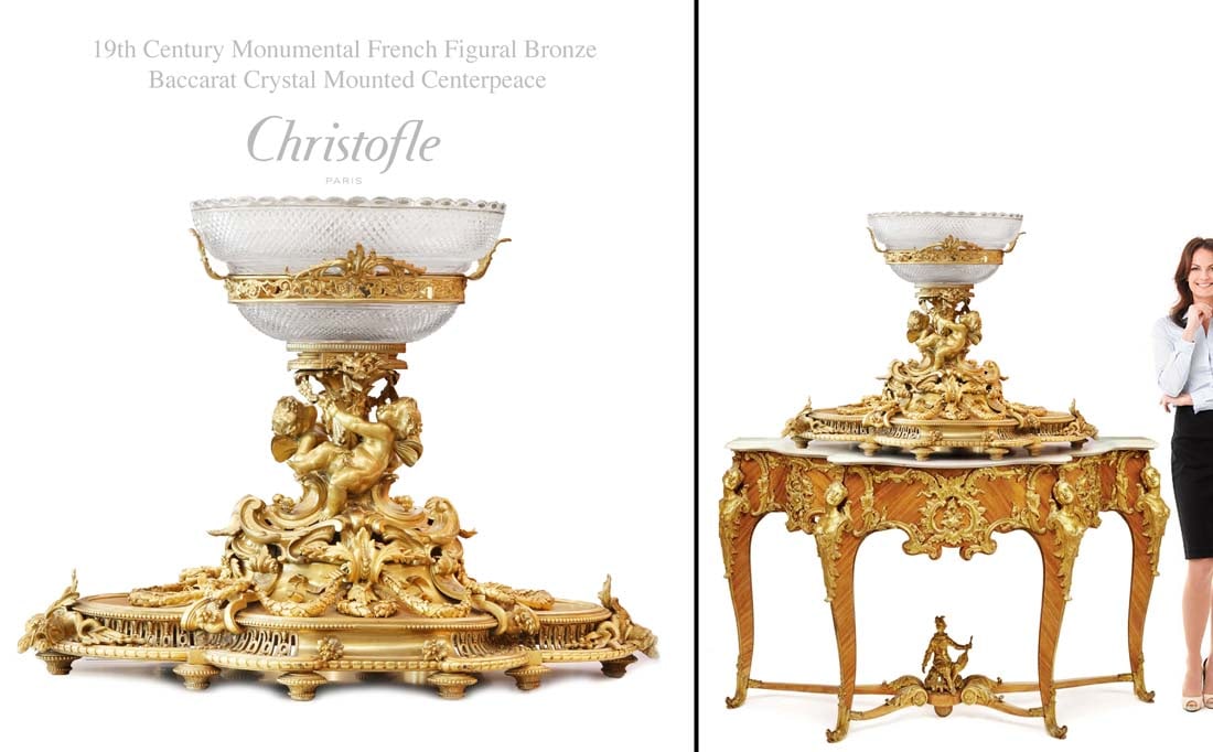 A Monumental 19th C. Christofle Figural Bronze & Baccarat Crystal Centerpiece (1 of 5)