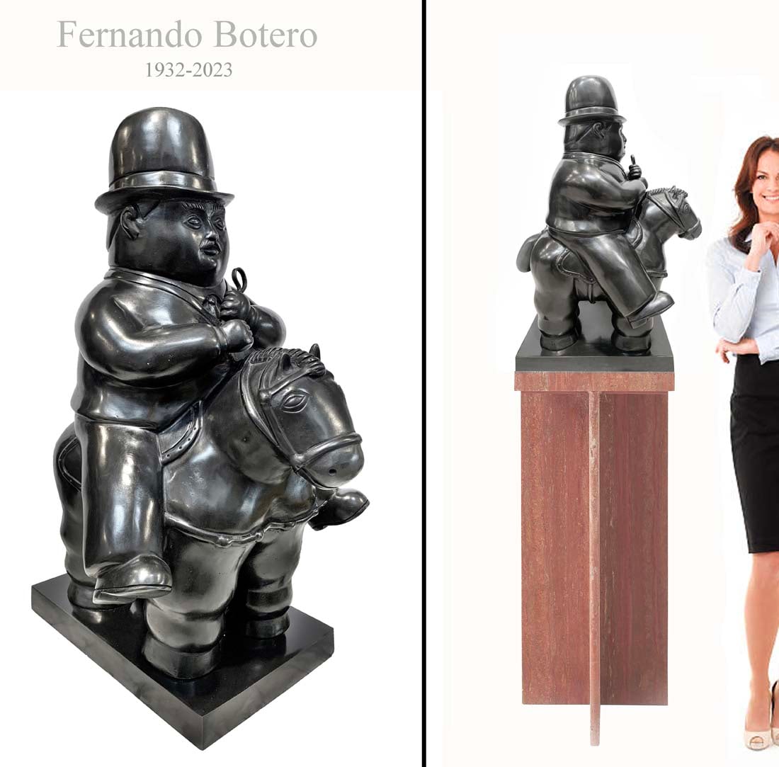 Pedrito On Horse, A Large FERNANDO BOTERO Bronze Sculpture, Signed: Pedrito On Horse, A Large FERNANDO BOTERO Bronze Sculpture, Signed, Sealed & Limited Edition, Numbered 3/8. H 21". Note: The pedestal is NOT included!