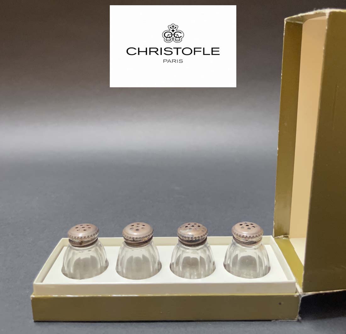A Set Of Four Christofle Lidded Salt Shakers, Signed & Boxed (1 of 5)