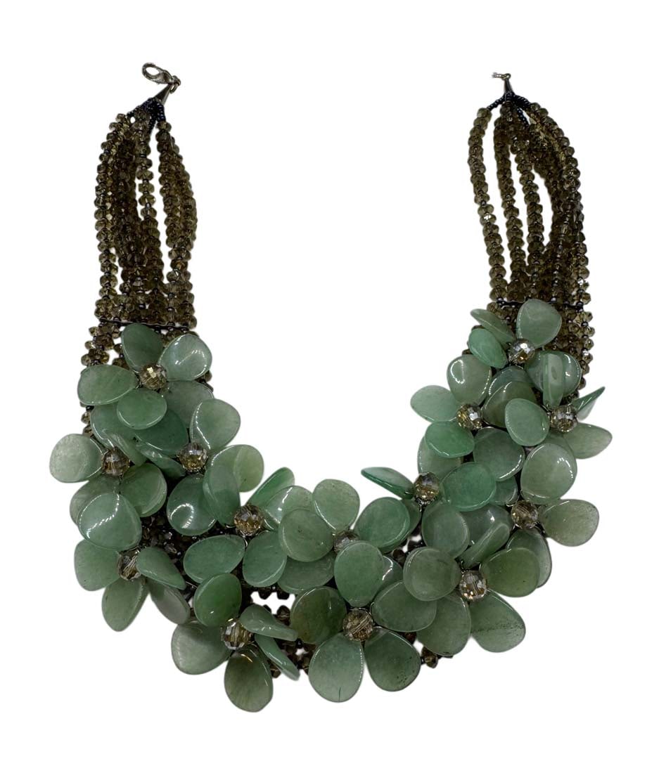 A Vintage Handmade TeSada Floral Beaded Statement Collar W/ Sterling Silver Clasp (1 of 4)